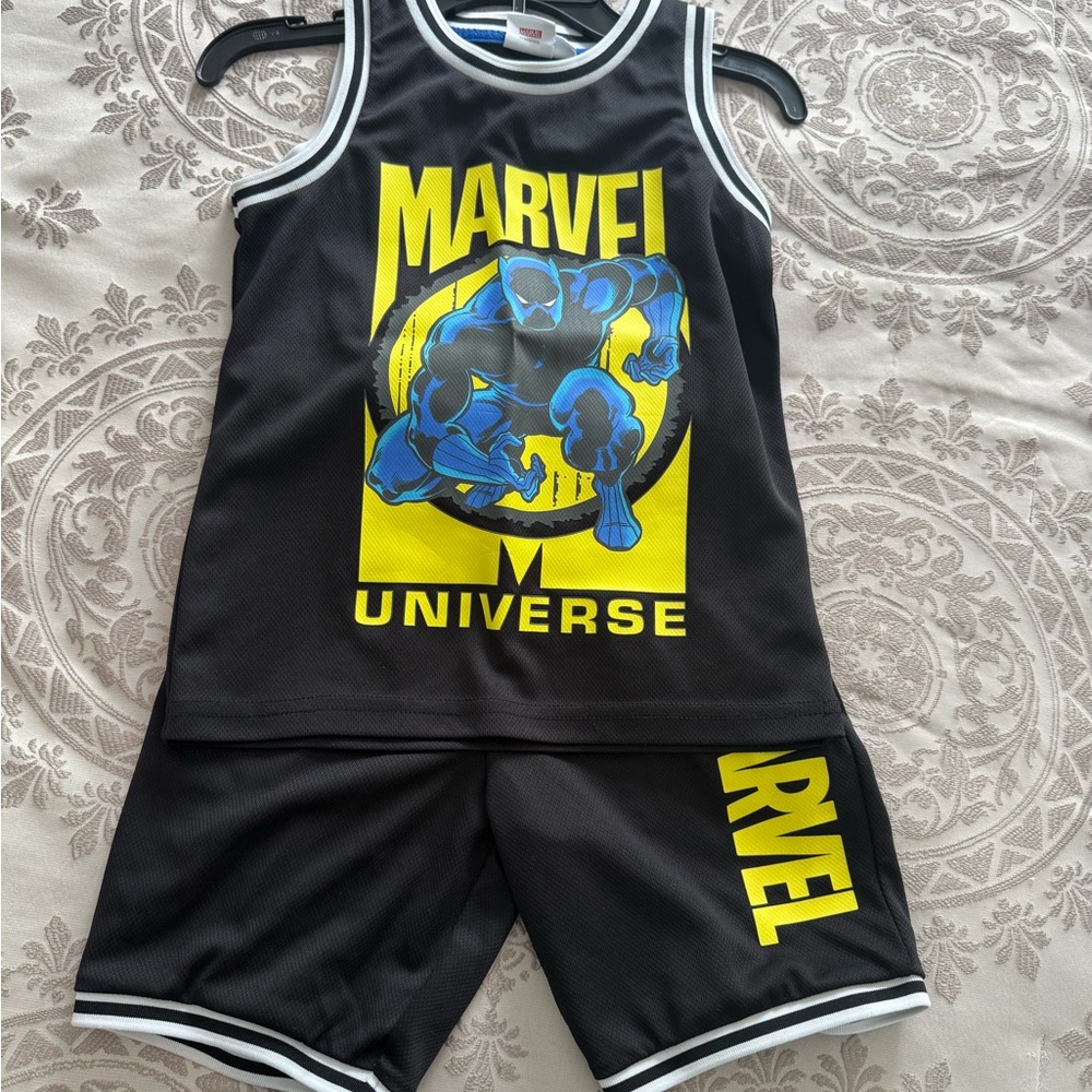 Disney Marvel Black, White & Blue Stripe Tank Top size 7-8
